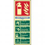 Fire Extinguisher Dry Powder&rsquo; Sign; Flexible Photoluminescent Vinyl (82mm x 202mm)