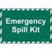 The photograph captures a vibrant and eye-catching Spectrum Industrial Safety Signs Emergency spill kit. The bright colors and bold font stand out against the 1.2mm recyclable PP material. The kit measures 600 x 400mm, making it large enough to be easily visible in emergency situations.
