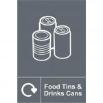 The picture depicts a vibrant spectrum of colors with industrial waste disposal signs, food tins, and drinks cans displayed on a recycling sign. The self-adhesive vinyl material measures 150mm x 200mm and is numbered as 18108.