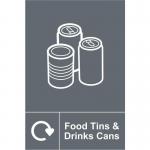 Self-adhesive vinyl Food Tins and Drinks Cans Recycling Sign (150 x 200mm). Easy to use; simply peel off the backing and apply to a clean dry surface. 18108
