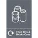 The picture displays a Spectrum Industrial Waste Disposal Sign for Food Tins and Drinks Cans Recycling. It is made of Self-Adhesive Vinyl and measures 200mm x 300mm. The sign is labeled with a clear recycling symbol and text, making it easy to identify and follow for proper waste disposal.