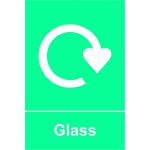 The photo captures a Spectrum Industrial Waste Disposal Signs Glass Recycling Sign. The self-adhesive vinyl sign is 150mm x 200mm in size and features clear and bold text. The message is easily visible and eye-catching, making it an effective way to encourage recycling.