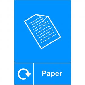 Paper Recycling Sign, Self-Adhesive Vinyl 150mm x 200mm 18140