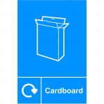This picture shows a Spectrum Industrial Waste Disposal Signs cardboard recycling sign. The sign is made of self-adhesive vinyl and measures 150mm x 200mm. The design features clear, bold text and graphics, making it easily visible for waste management purposes.