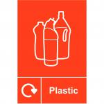 The picture captures a bright and bold industrial waste disposal sign, made of durable plastic and measuring 150mm by 200mm. The self-adhesive vinyl ensures easy mounting on any surface, making it a convenient and efficient recycling sign for any industrial setting.