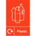 The picture captures a bright and bold industrial waste disposal sign, made of durable plastic and measuring 150mm by 200mm. The self-adhesive vinyl ensures easy mounting on any surface, making it a convenient and efficient recycling sign for any industrial setting.