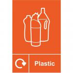 Plastic Recycling Sign (150 x 200mm). Manufactured from strong rigid PVC and is non-adhesive; 0.8mm thick.