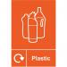 Plastic Recycling Sign (150 x 200mm). Manufactured from strong rigid PVC and is non-adhesive; 0.8mm thick. 18157