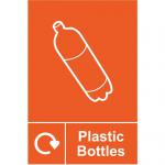 The picture shows a set of Spectrum Industrial Waste Disposal Signs dedicated to recycling plastic bottles. The signs are made of 1.2mm recyclable PP material and measure 200 x 300mm. Each sign prominently displays the recycling symbol and text indicating that plastic bottles should be disposed of in the designated receptacle. The signs are clearly visible and informative, making it easy for individuals to properly recycle their plastic bottles.