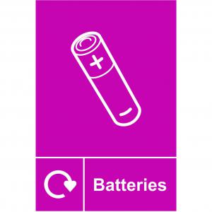 Batteries Recycling Sign, Self-Adhesive Vinyl 150mm x 200mm 18164