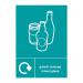 In the photo, there are two industrial waste disposal signs side by side, one in Welsh and one in English. The signs are labeled Mixed glass and measure 148 x 210mm. The Welsh sign includes the abbreviation SAV and the number 18183.