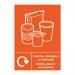 The image shows Spectrum Industrial Waste Disposal signs with Welsh and English text, indicating recycling options for metals, plastic, and cartons. These signs have dimensions of 297 x 420mm.