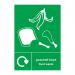 This photograph shows a Spectrum Industrial waste disposal sign, with Welsh and English text, indicating the recycling of food waste. The sign measures 297 x 420mm and has a product code of 18191.