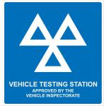 MOT Vehicle Testing Station&rsquo; Sign; Rigid PVC Board (625mm x 600mm)