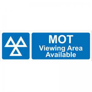 MOT Viewing Area Available’ Sign; Rigid PVC Board 600mm x
