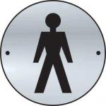 Gentlemen Sign made from stainless steel effect laminate (SSS) (75mm diameter). Complete with screws.