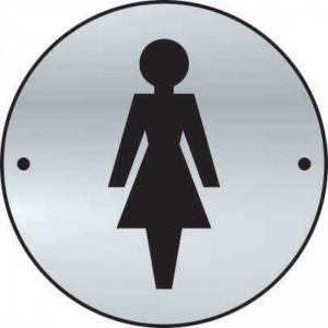Ladies Graphic Door Disc, Satin Anodised Aluminium, 75mm Dia. 2435-0