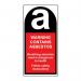 The photo shows a roll of 500 self-adhesive polypropylene labels with a size of 25mm x 50mm. Each label contains a warning for asbestos and is designed for industrial safety use. The labels are colorful and clearly display the message, ensuring caution is taken by all who see them.