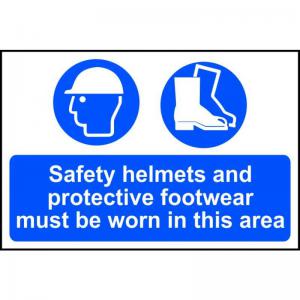 Safety helmets and protective footwear must be worn in this area PP -