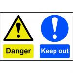 Self adhesive semi-rigid PVC Danger Keep Out Sign (600 x 400mm). Easy to fix; peel off the backing and apply to a clean and dry surface.
