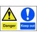 Self adhesive semi-rigid PVC Danger Keep Out Sign (600 x 400mm). Easy to fix; peel off the backing and apply to a clean and dry surface. 4006