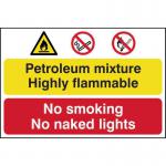 Petroleum Mixture No Smoking&rsquo; Sign; Self-Adhesive Semi-Rigid PVC (600mm x 400mm) 4014