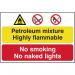 Petroleum Mixture No Smoking’ Sign; Self-Adhesive Semi-Rigid PVC (600mm x 400mm) 4014