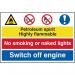 Petroleum Spirit No Smoking Switch Off Engine’ Sign; Self-Adhesive Semi-Rigid PVC (600mm x 400mm) 4017