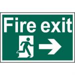 Self ad. semi-rigid PVC Fire Exit Man Running Arrow Right sign (600 x 400mm). Easy to fix; peel off the backing and apply to a clean and dry surface.