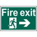 Self ad. semi-rigid PVC Fire Exit Man Running Arrow Right sign (600 x 400mm). Easy to fix; peel off the backing and apply to a clean and dry surface. 4200
