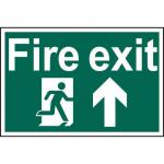Self ad. semi-rigid PVC Fire Exit Man Running Arrow Up sign (600 x 400mm). Easy to fix; peel off the backing and apply to a clean and dry surface.