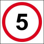 5MPH Speed Limit Sign (400 x 400mm). Manufactured from strong non-adhesive rigid foamed PVC (3mm Foamex board).