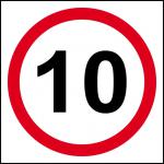 10MPH Speed Limit Sign (400 x 400mm). Manufactured from strong non-adhesive rigid foamed PVC (3mm Foamex board).