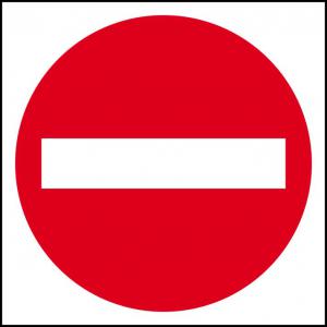 No Entry Sign 400 x 400mm. Manufactured from strong non-adhesive rigid