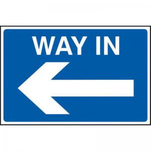 Way In Arrow Left Sign, 3mm Foamex PVC Board 600mm x 400mm 4355