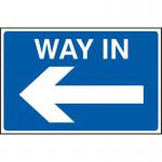 Way In Arrow Left&rsquo; Sign; 3mm Foamex PVC Board (600mm x 400mm)