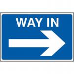 An image of a directional sign can be seen in the picture. The sign is made of 3mm thick Foamex PVC board and is 600mm by 400mm in size. The sign has the word way in written on it in big, bold letters, with an arrow pointing right underneath. The background color is a bright and vibrant spectrum of colors, making the sign stand out. The overall look is clean and professional, perfect for industrial and commercial settings.