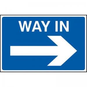Way In Arrow Right Sign, 3mm Foamex PVC Board 600mm x 400mm 4356