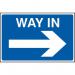 An image of a directional sign can be seen in the picture. The sign is made of 3mm thick Foamex PVC board and is 600mm by 400mm in size. The sign has the word way in written on it in big, bold letters, with an arrow pointing right underneath. The background color is a bright and vibrant spectrum of colors, making the sign stand out. The overall look is clean and professional, perfect for industrial and commercial settings.