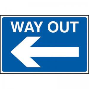 Way Out Arrow Left Sign, 3mm Foamex PVC Board 600mm x 400mm 4357