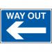 The Spectrum Industrial Directional Signs Way Out Arrow Left Sign features bold black lettering with a left-pointing arrow on a white background. The sign is made of 3mm foamex PVC board and measures 600mm x 400mm. It provides clear guidance for direction and is suitable for a variety of industrial settings.
