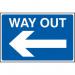 Way Out Arrow Left’ Sign; 3mm Foamex PVC Board (600mm x 400mm) 4357