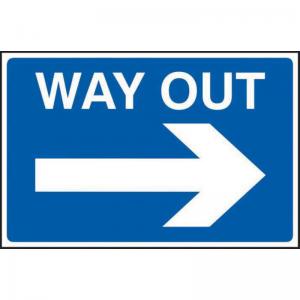 Way Out Arrow Right Sign, 3mm Foamex PVC Board 600mm x 400mm 4358
