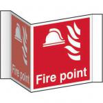 Fire Point Projection Sign (200mm face). Manufactured from strong rigid PVC and is non-adhesive; 0.8mm thick.