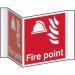 Fire Point Projection Sign (200mm face). Manufactured from strong rigid PVC and is non-adhesive; 0.8mm thick. 4413