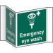 Emergency Eyewash Projection Sign (200mm face). Manufactured from strong rigid PVC and is non-adhesive; 0.8mm thick. 4463