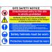This image shows a Spectrum Industrial warning sign for a composite site safety notice. The sign is made of 3mm foamed polypropylene board and measures 800mm x 600mm. It features clear and bold text and graphics to communicate important safety information to workers and visitors.