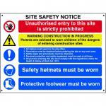 Composite Site Safety Notice Sign (800 x 600mm). Manufactured from strong non-adhesive rigid foamed PVC (3mm Foamex board).
