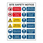 This picture shows a large notice with red and white safety signs on a composite board. The notice is for a Spectrum Industrial Safety site, and is in Irish. It measures 600 x 800mm and is labeled as FMX.