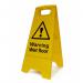 This picture shows Spectrum Industrial Cleaning signs warning about a wet floor, with a heavy duty A-board measuring 620mm x 200mm. The bright yellow signs feature clear text and a caution symbol, ensuring maximum visibility and safety in industrial settings.